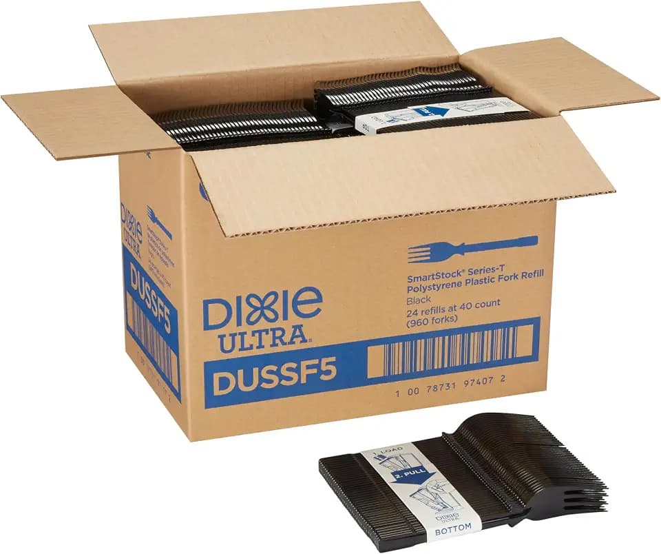 Dixie Ultra DUSSF5 Polystyrene Fork Refill, Black, 960/Carton.