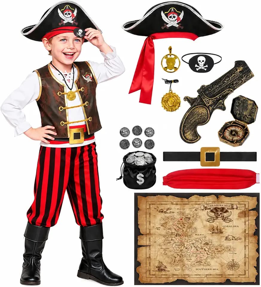 Pirate Costume Kids Boys Halloween Costume for Kids, Pirate Accessories