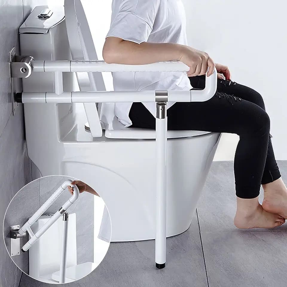 Stützklappgriff Wc,rutschfeste Handläufe mit Beinen,Barrierefreie Armlehne Für ältere Menschen Und Schwangere,Haltestange Mit Einem Leuchtenden Ring,180 ° Horizontal Oder 90 ° Vertikal Drehbar
