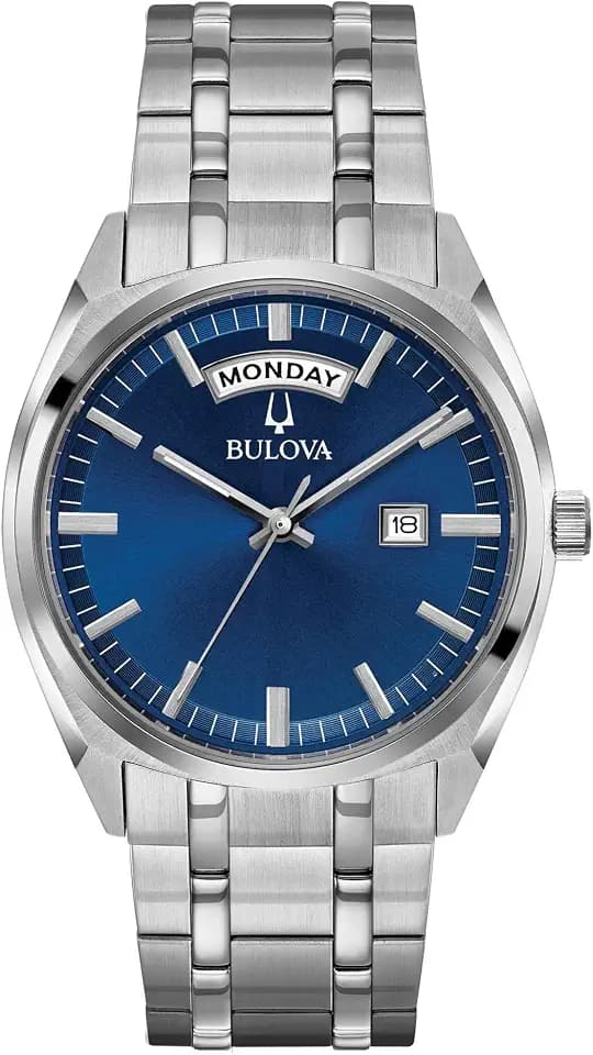 Bulova Men's Classic Dress Surveyor 2-Hand Day/Date Quartz Watch, Luminous Hands, 39mm