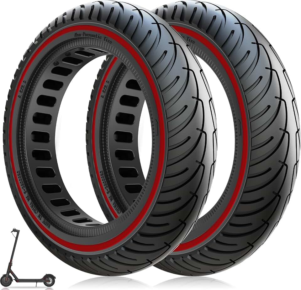 8,5x2 Reifen Vollgummi, E Scooter Reifen 8 1/2 x2 Vollgummi mit Pannensichere, Wartungsfrei & Langlebig, E Scooter Vollgummireifen 8,5 x2.0 Zoll für Xiaomi Pro 2 1S M365 Pro Mi3, (Rot, 2 Stück)