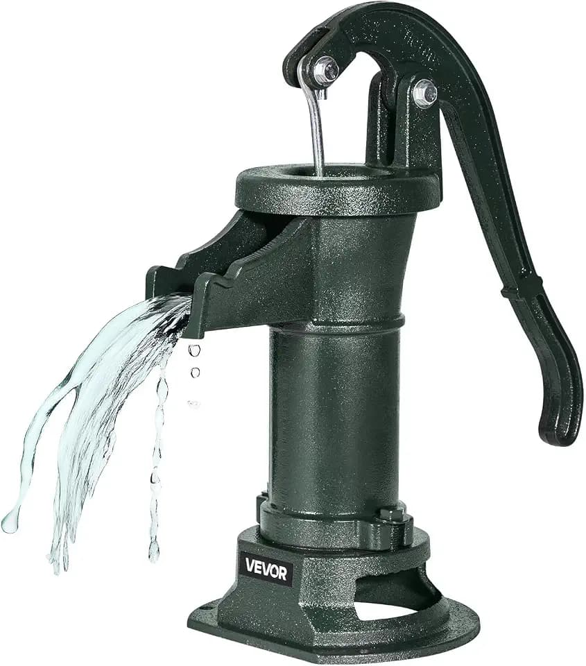 VEVOR Schwengelpumpe Antik Vintage, 7,6 m Förderhöhe, Nostalgiepumpe aus Gusseisen, Brunnenpumpe, Handpumpe NPT 1-1/4 Zoll Anschluss, Gartenpumpe, für Garten, Teich, Hof, Bauernhof, Grün
