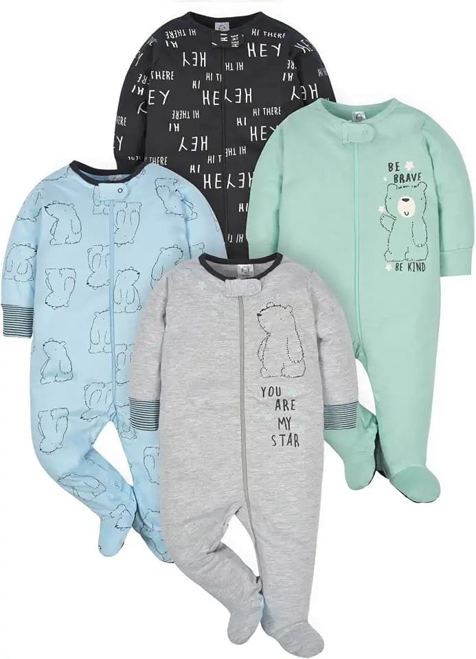Gerber Baby Boys' 4 Pack Sleep 'N Play Footie