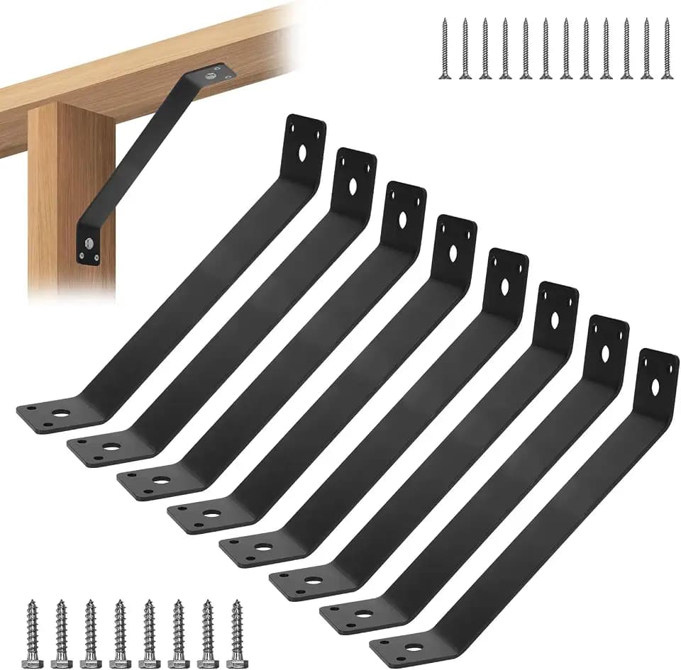 Inside Mount 45-Degree Angle Bracket, 8 Pcs 7-1/4'' x 1-1/2'' Heavy Duty Connector Corner Brace Inside Joint for Wood Post and Beam Desk Edge Box Pergola Gazebo DIY Kit