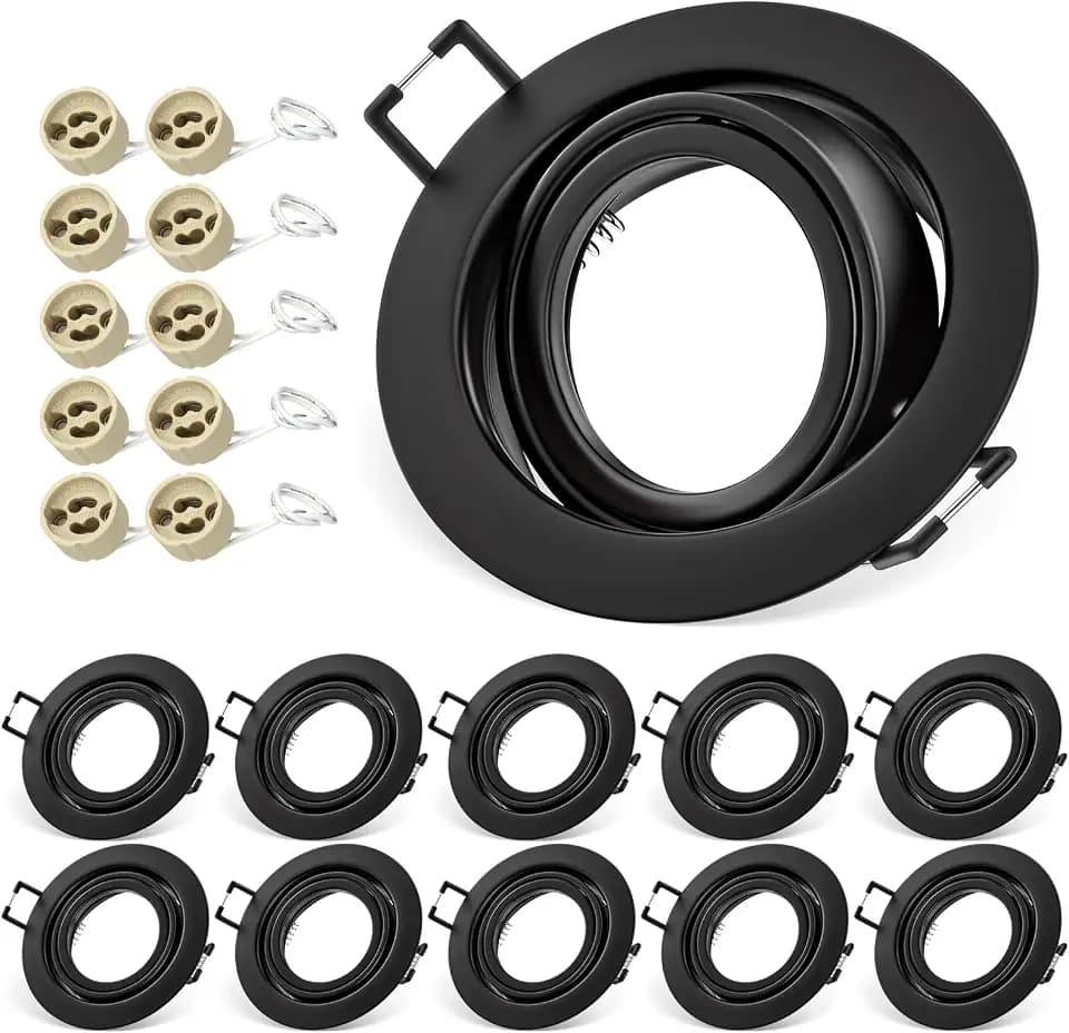 Einbaustrahler GU10 Set, 10x Schwenkbar Einbaurahmen 68mm mit GU10 Fassung