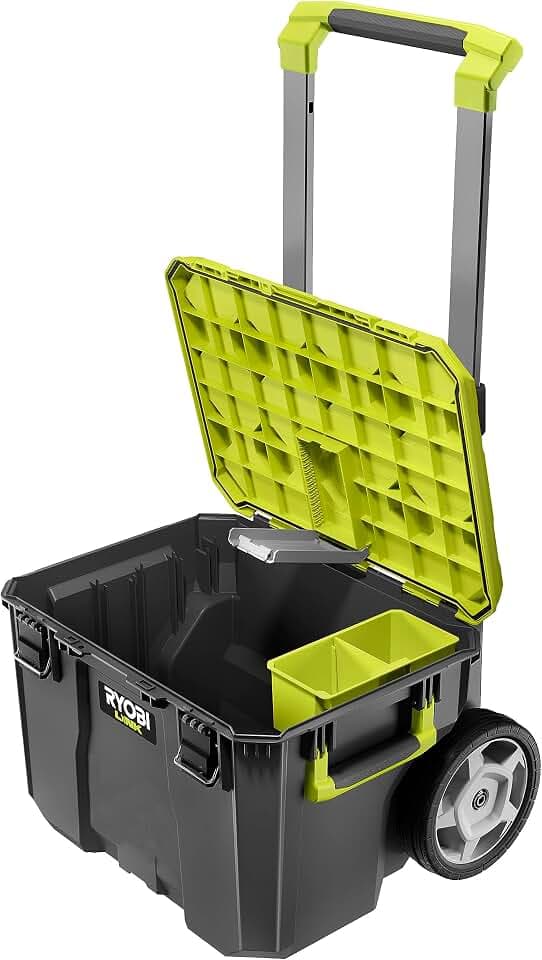 RYOBI LINK Aufbewahrungsbox RSL201 Werkzeugbox inkl. Trolley (bis zu 90 kg Tragfähigkeit, Wasserdicht nach IP65)