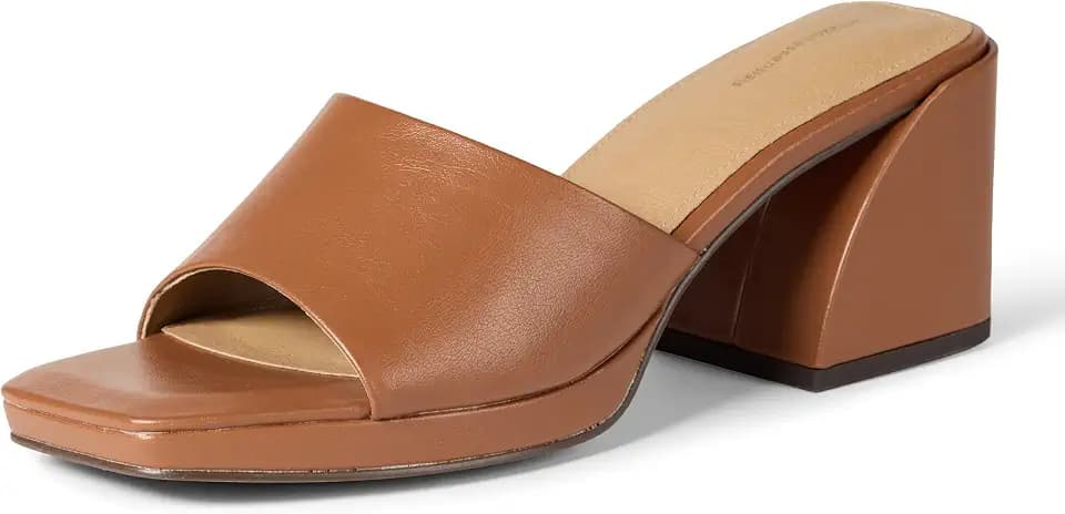 Amazon Essentials Women's Platform Mule Sandals with Sturdy Block Heel