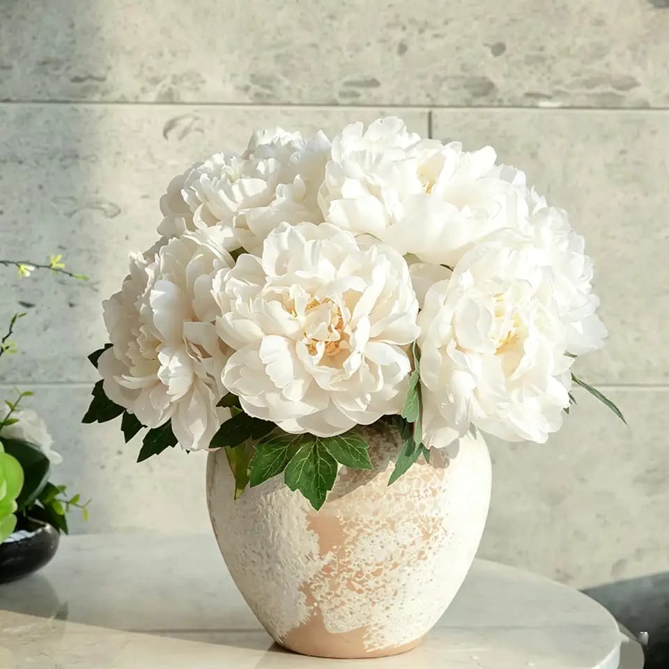 Peonies Artificial Flowers, Realistic Faux Silk Peony, Fake Decorative Floral Arrangements for Home Wedding Decor (6 PCS)