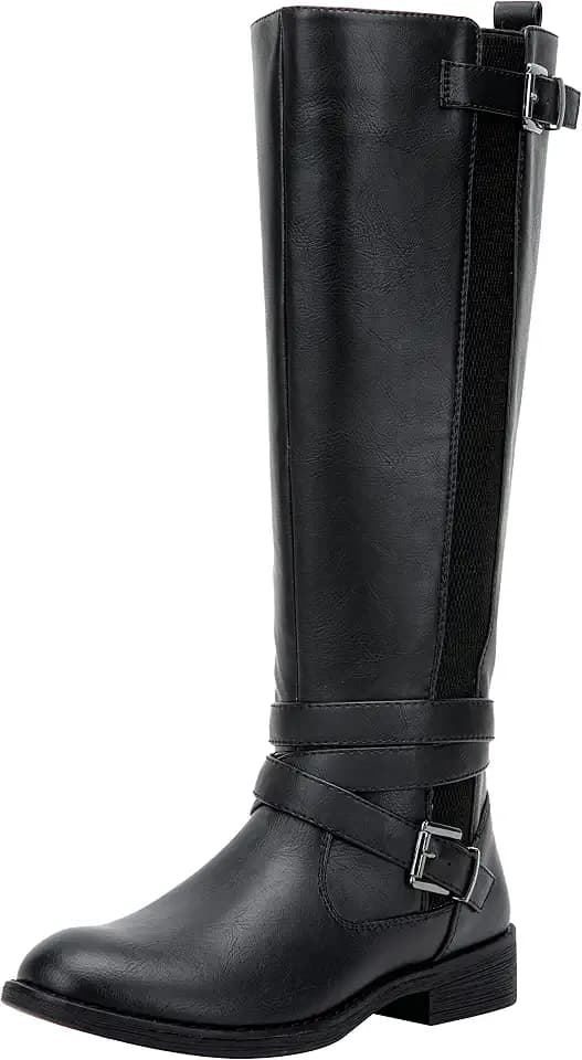 Vepose Women's Knee High Riding Boots, Low Heel Tall Boots with Zipper