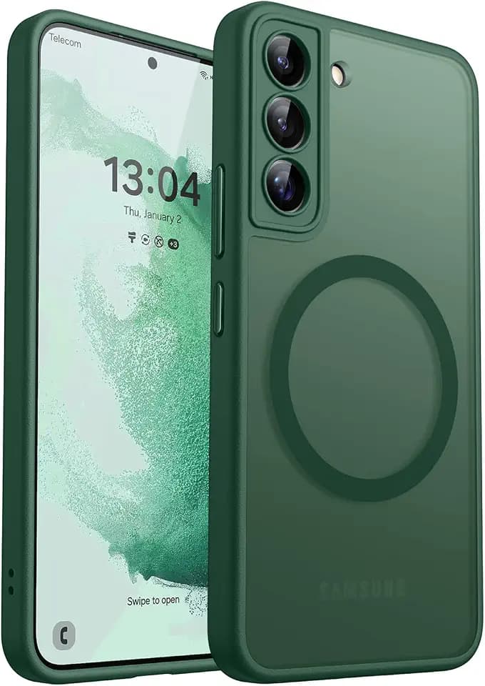 CANSHN Magnetic Shockproof for Samsung Galaxy S22 Case Deep Green