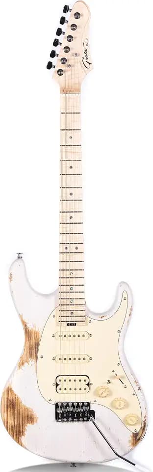 Grote Solid Electric Guitar Relic Finish Basswood Body Maple Neck GSTR-04 (White02)