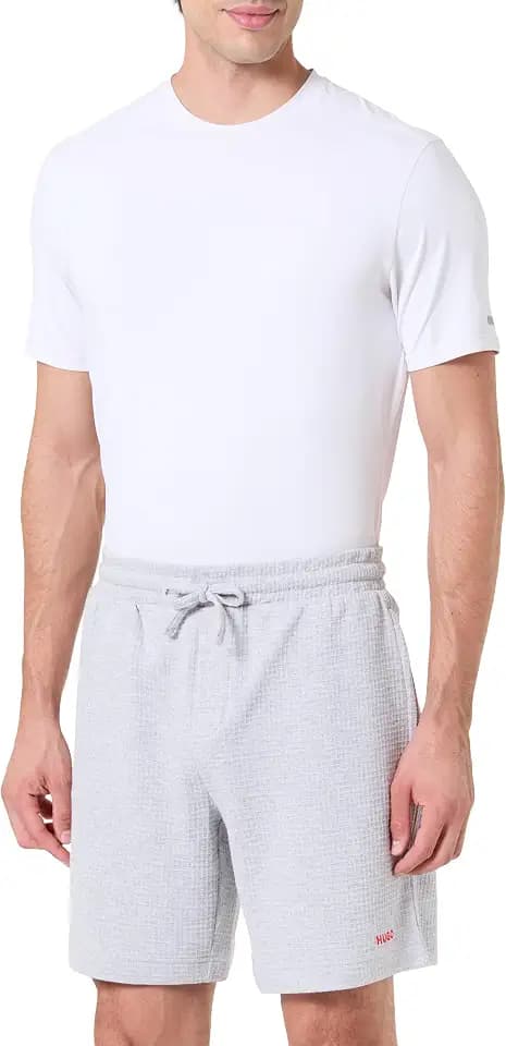 HUGO Herren Austin Shorts Pyjama-Shorts mit Waffelstruktur und Logo-Stickerei