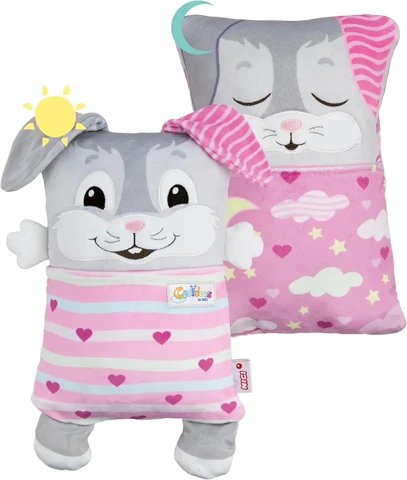 NICI Cosidoo Kuscheltier Hase mit Wendefunktion 30x20cm - grau - Weiches Plüschtier – Für kleine Kuscheltierliebhaber zum Kuscheln & Spielen. Ideal für Zuhause, den Kindergarten oder unterwegs - 62294