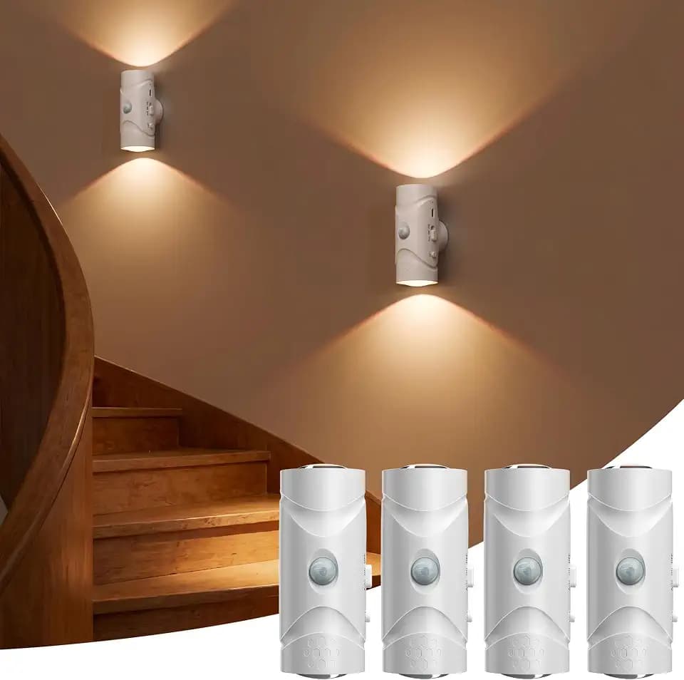 LED Nachtlicht mit Bewegungsmelder, Magnetisch Typ-C Aufladbar Treppenbeleuchtung Innen, 3000K-6500K Dimmbar 3 Modi (AUTO/AUS/EIN), 20H Dauerlicht Ohne Bohren Wandleuchte, für Innen, Aussen (4)
