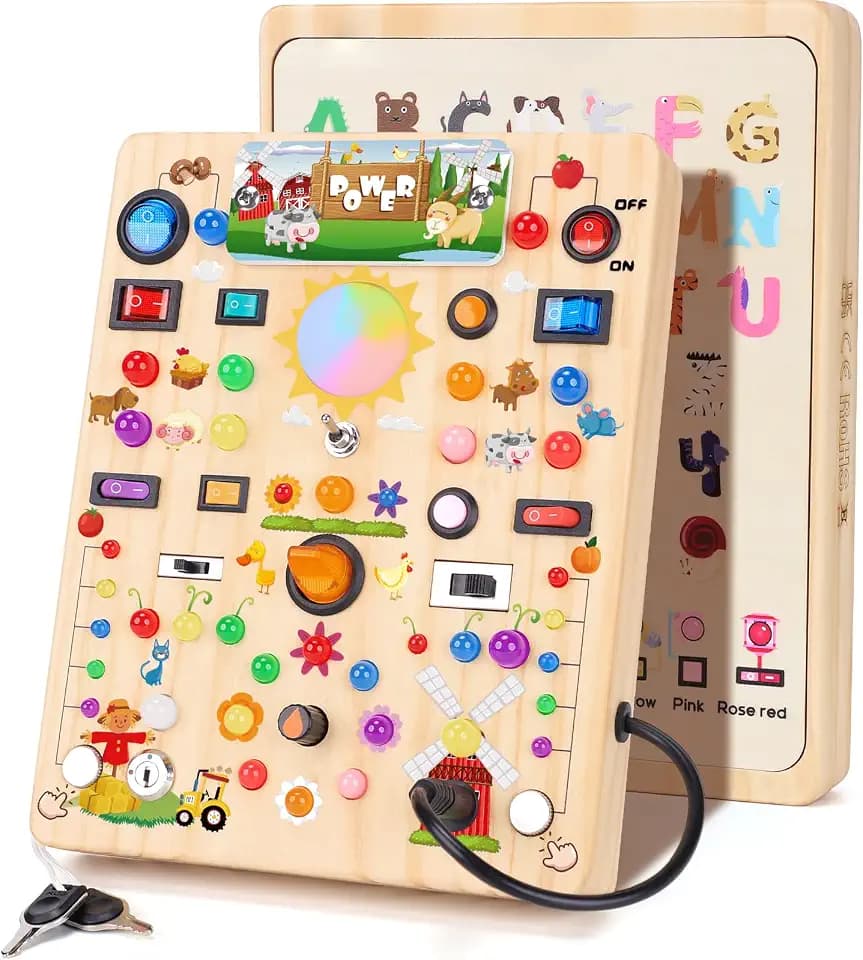 Montessori Spielzeug Busy Board ab 1 Jahr Activity Board aus Holz-Bauernhof
