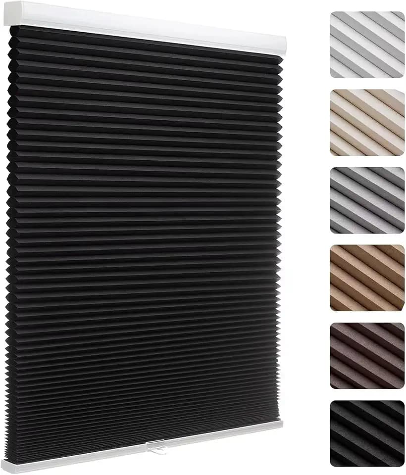 MYshade Cordless Blackout Cellular Shades, 1.5" Honeycomb Window Blinds for Bedroom & Nursery, Thermal Insulated, Noise Reducing, Privacy Shades, Inside or Outside Mount (23" W x 50" H, Black)
