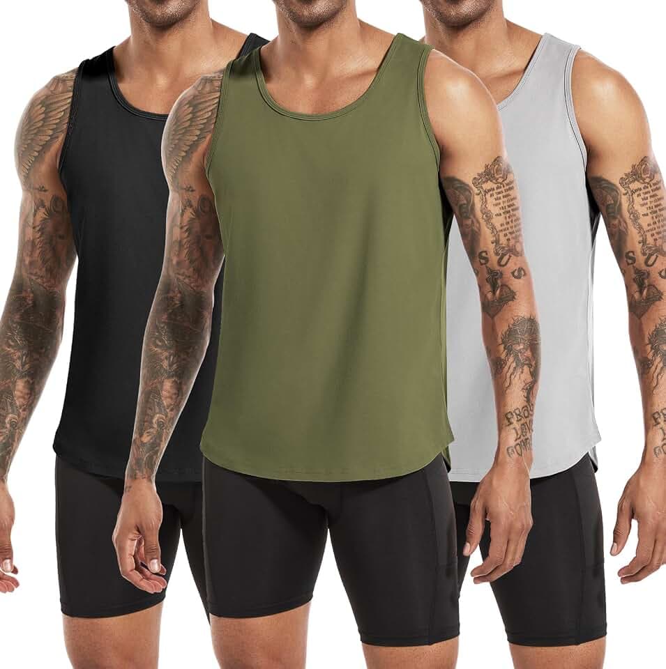 Boyzn 3er Pack Herren Tank Top Fitness Tankshirt Ärmelloses Training Workout Achselshirt Sommer Unterhemd Funktionsunterhemd Laufshirt ts