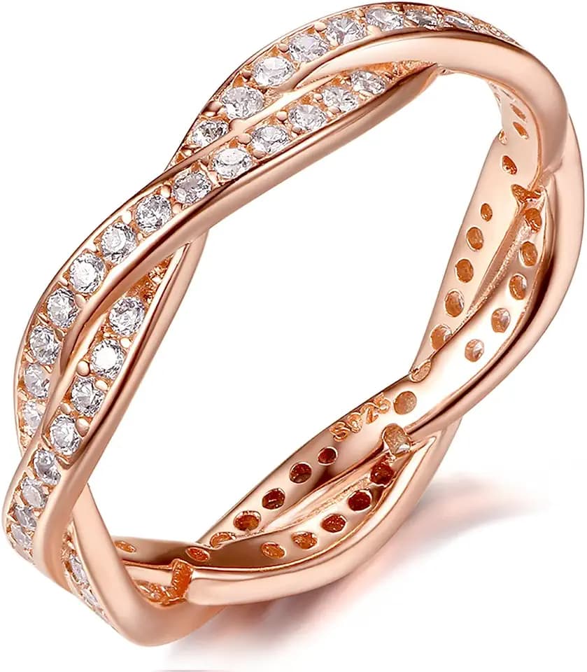 Zirkonia 925 Sterling Silber Rose Gold Hochzeit Ring für Ewigkeit Frauen Damen Mädchen