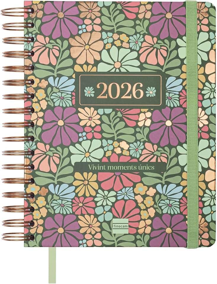 Finocam - Kalender Vitae, 16 Monate / 2025/2026, Wochenansicht, Queransicht, September 2025 - Dezember 2026, 16 Monate, Grün, Katalanisch