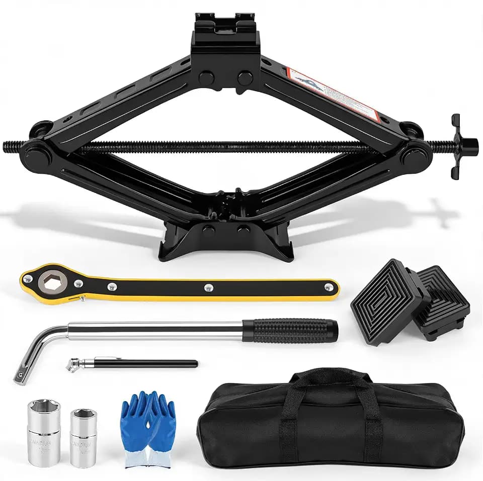 2 Ton Scissor Jack, 4409 Lbs Car Jack Kit with 2 Rubber Pads