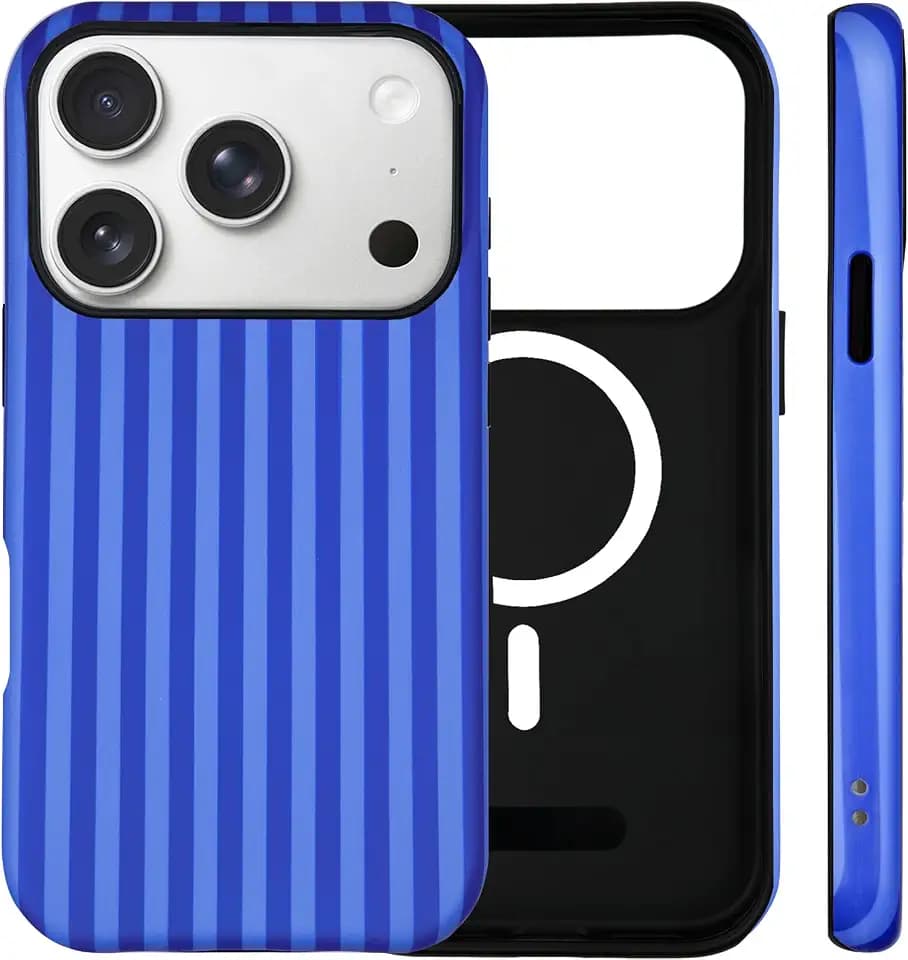 Magnetic Striped Phone Case for iPhone 18 Pro Max/17 Pro Max, Navy