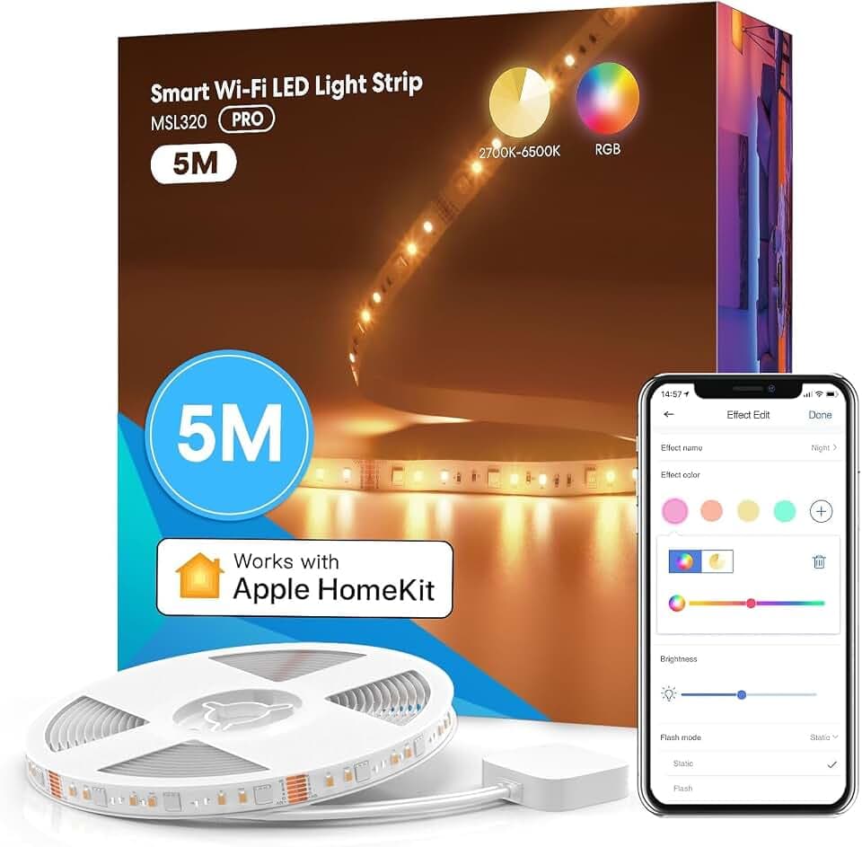 Meross LED Streifen, 5m, Led Leiste WLAN Kompatibel mit HomeKit und Alexa