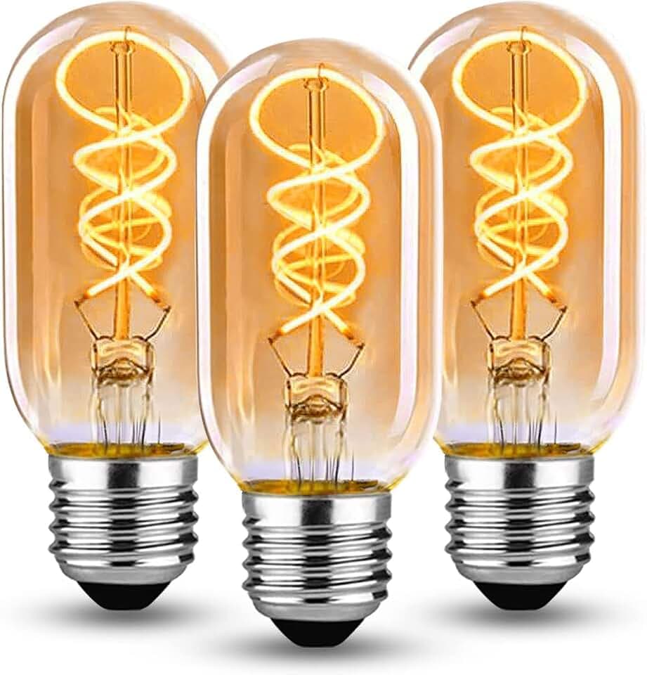 Edison Vintage Glühbirne E27 LED Warmweiss 2700K, 4W T45, Ideal für Nostalgie und Retro Beleuchtung - Bernstein Glas - 3 Stück