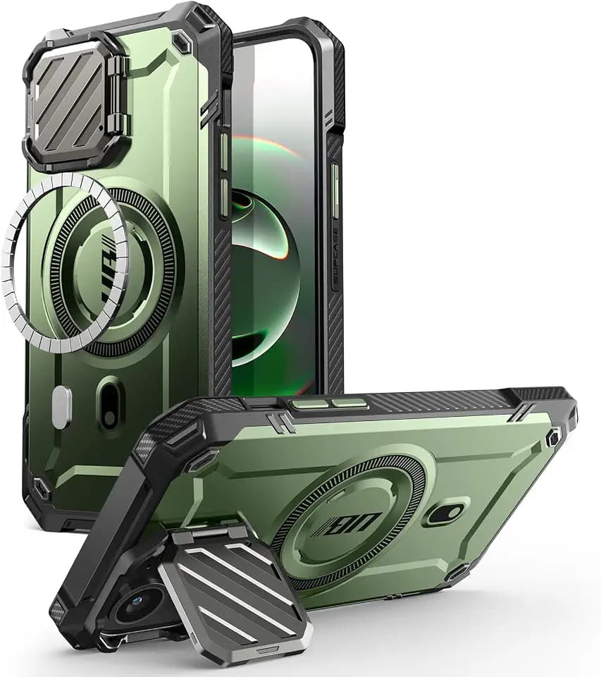 SUPCASE for iPhone 17e/16e Case with Camera Cover Stand, Green