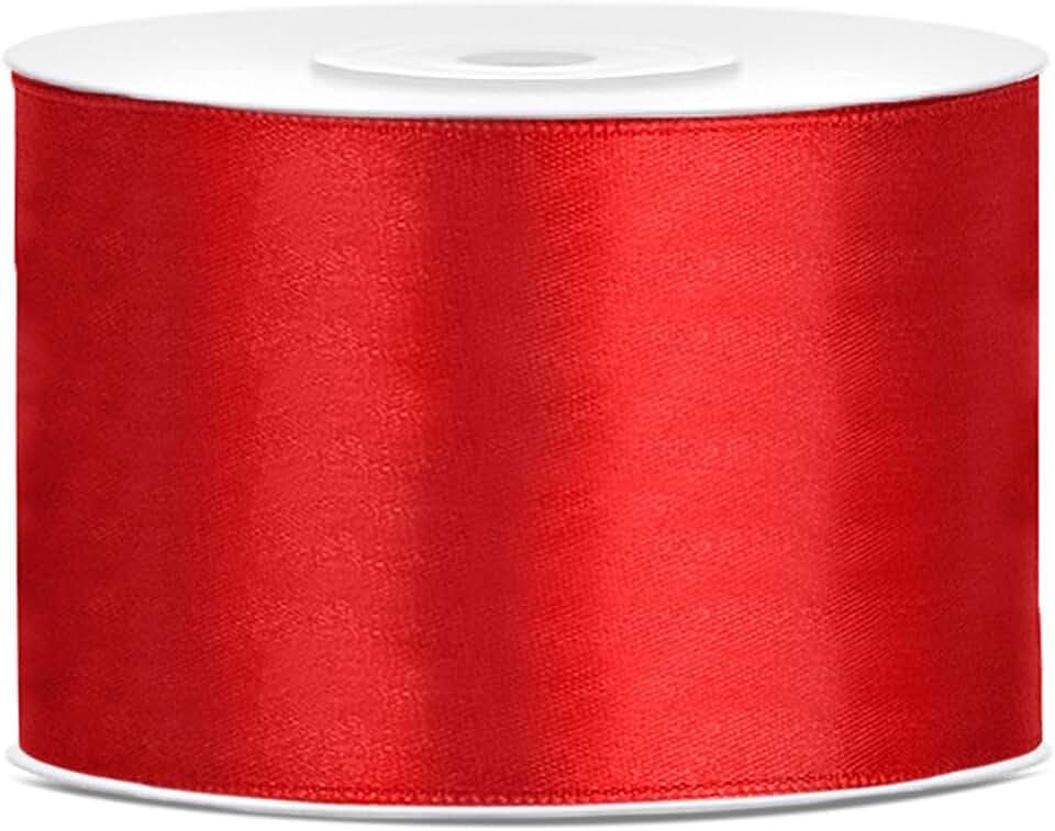 PartyDeco Satinband rot 50mm 25m Geburtstag Weihnachten Valentinstag Hochzeit Party Familientreffen Textilmaterial