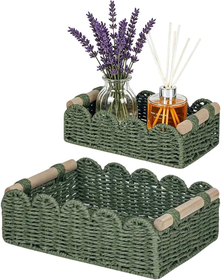 2er Set Aufbewahrungskorb Geflochten, Makramee Aufbewahrungskörbe Boho