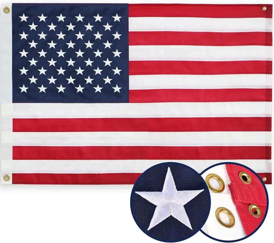 American Flag 3x5 Ft, 4 Brass Grommets Multipurpose Outdoor/Indoor USA Flag