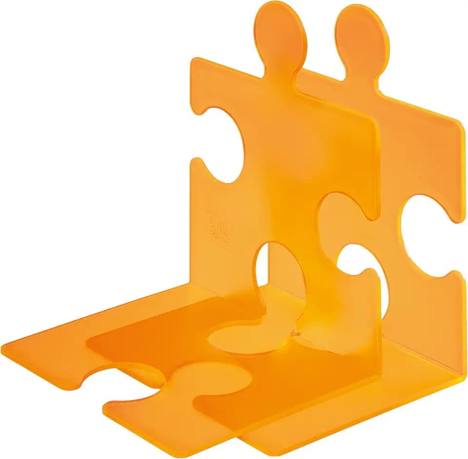 HAN CD-Ständer & Buchstütze Puzzle, standfester kombinierbarer Stehsammler in modernem Puzzle-Look, für CDs, Bücher & DVDs, 9212-61, transluzent-orange