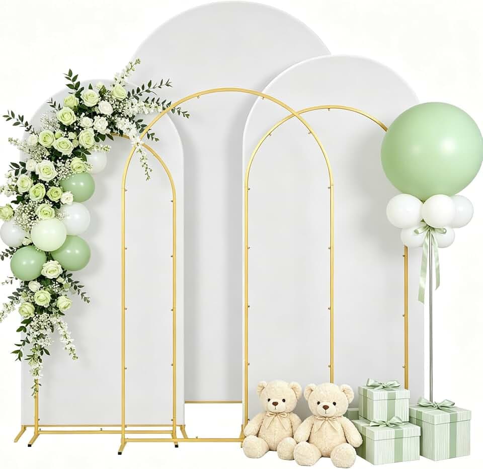 3PCS Metal Arch Backdrop Stand,6+6.6+7.2FT with Covers,Balloon Arch Stand