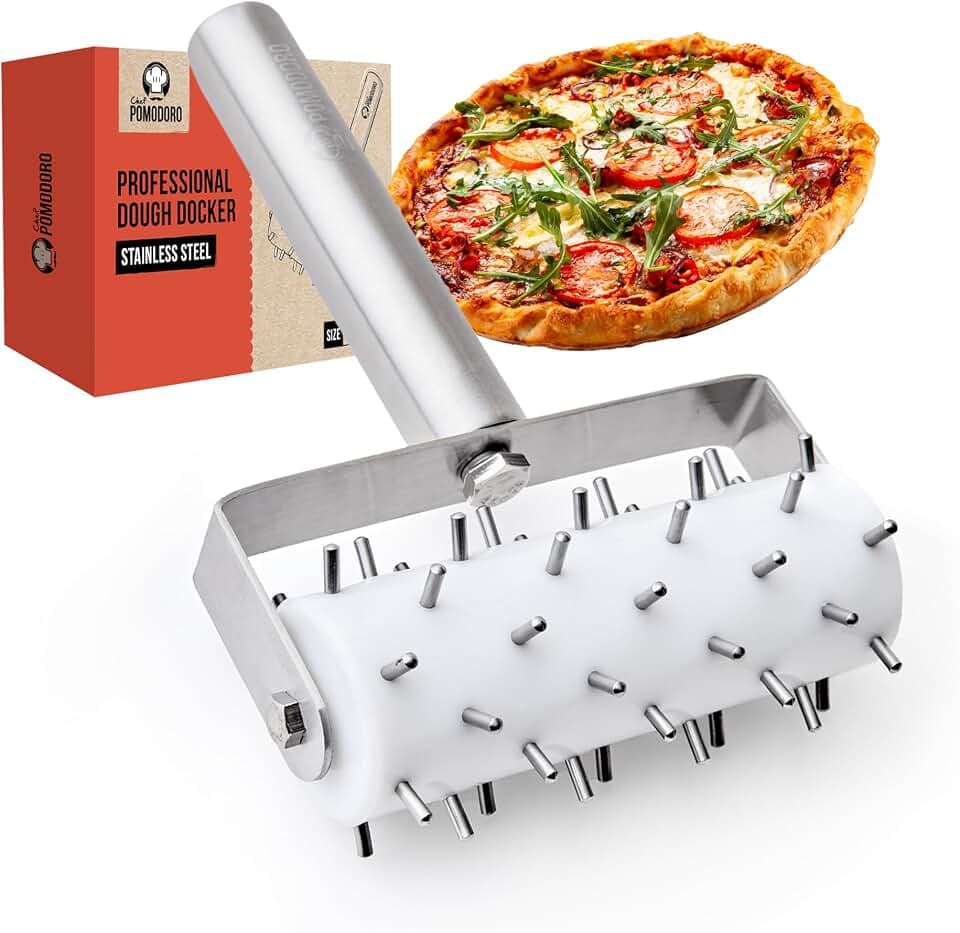 Chef Pomodoro Pizzateig-Roller aus Edelstahl, 21x14,5cm