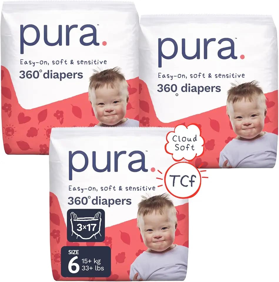 Pura 360° Stretch Diaper Pants Size 6 (33+ lbs) 51 Count