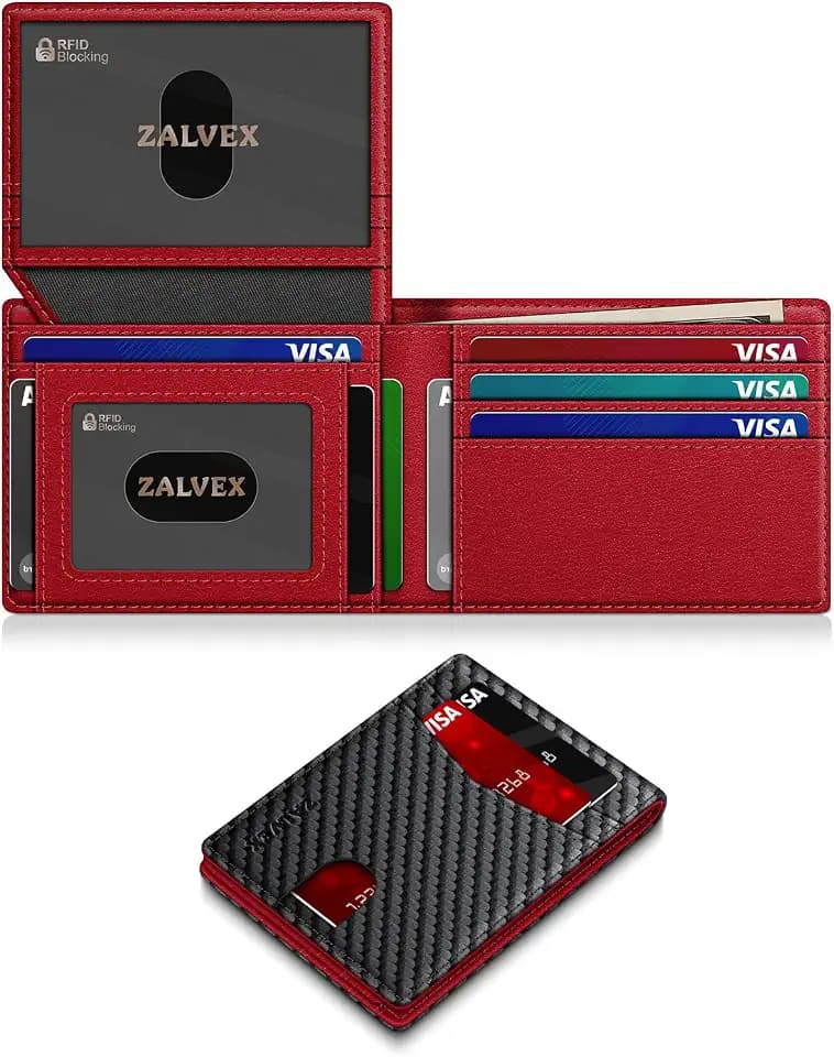Wallet for Men Slim RFID Blocking Leather Credit Card Holder Wallet for 14 Cards, Bifold Minimalist Thin Wallet with 2 ID Windows & Cash Slot, Front Pockt Carteras Para Hombres, Birthday Gifts for Men