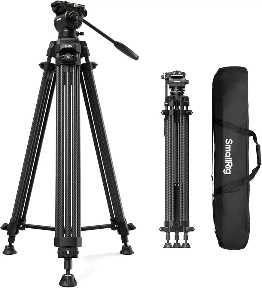 SMALLRIG 73''/185cm Carbon Fiber Heavy Duty Video Tripod with Fluid Head
