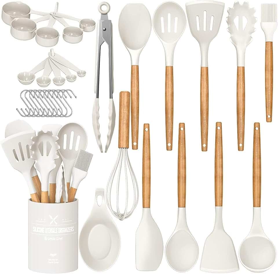Umite Chef Kitchen Cooking Utensils Set, Cream White, 33 pcs