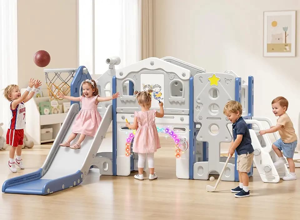 BIERUM 10 in 1 Toddler Slide for Toddlers Aged 1-3 Indoor Playset