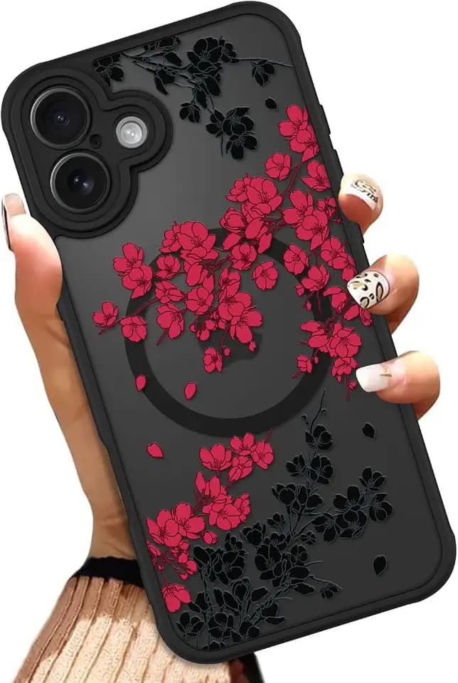 OOK Red Floral Flowers Phone Case Made for iPhone 17 6.3 Inch