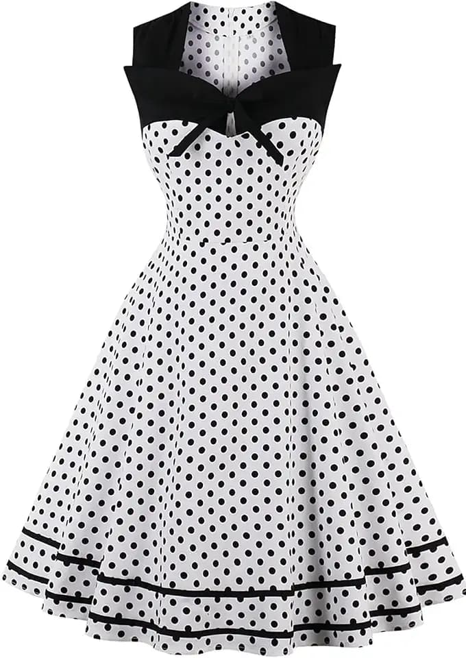AXOE Damen Vintage Kleid Rockabilly 50er Jahre Ärmellos