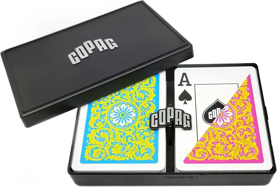Copag 1546 Neoteric Design 100% Plastic Playing Cards, Poker Size (Standard) Yellow/Pink/Blue Double Deck Set (Jumbo Index)