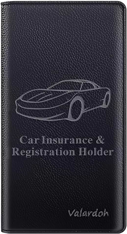 Valardoh Premium Car Registration and Insurance Card Holder, Car Document Holder for Cards, Driver License & other Essential Documents (Black)