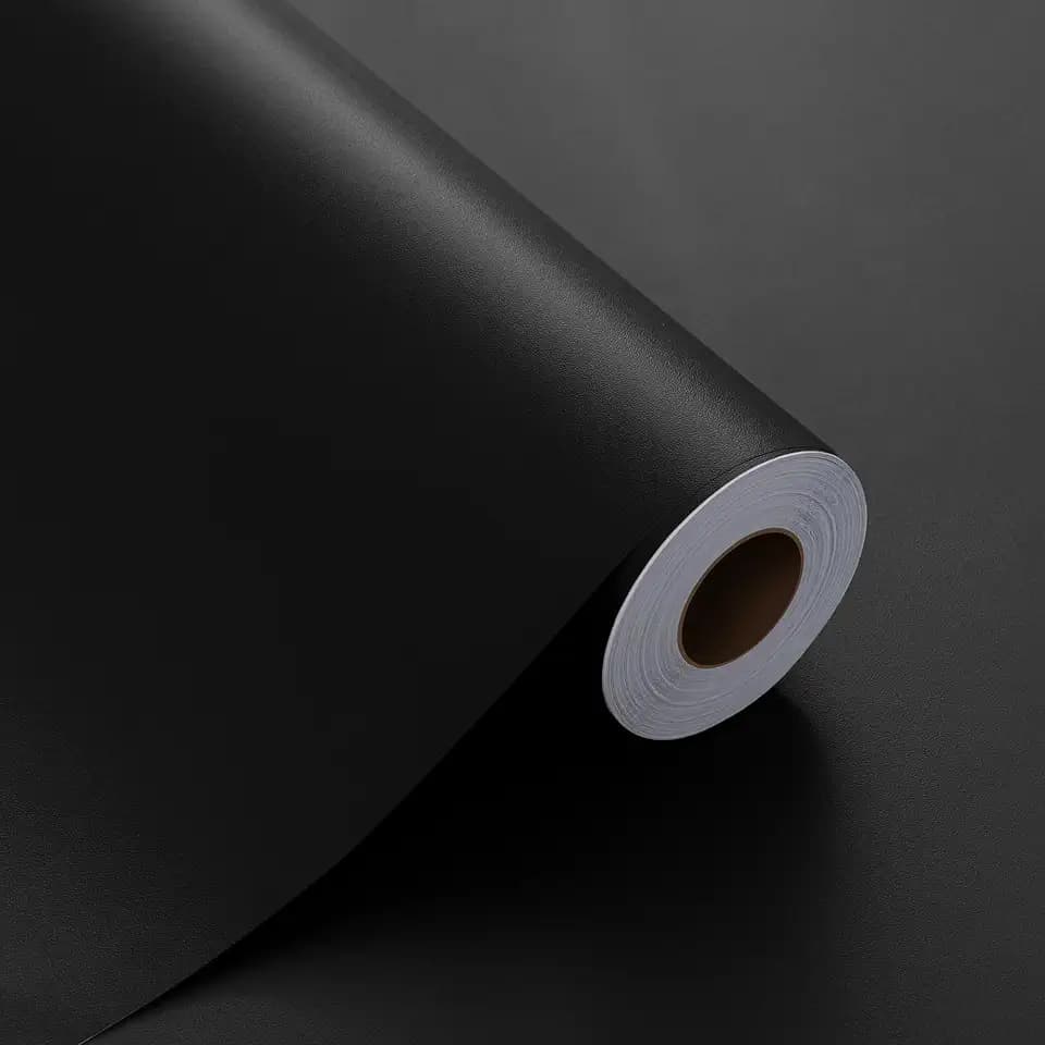 FUKU MON 24"x786" Black Wallpaper Peel and Stick Black Contact Paper Matte Solid Textured Self Adhesive Removable Thick Vinyl Film Roll for Cabinets Bedroom Wall Decoration