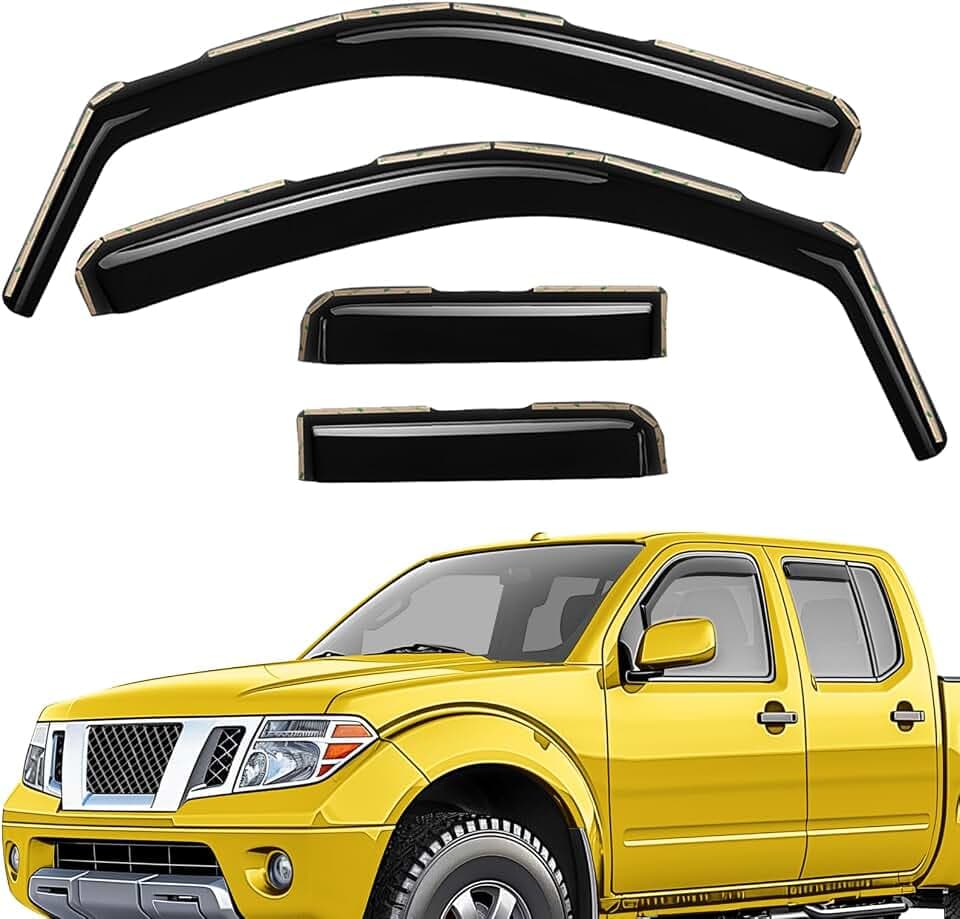 Extra Durable Window Deflectors in-Channel Window Visors Rain Guards Fit for Frontier 2005-2021 Crew Cab, Sun Visors, Wind Vent for Shades, Exterior Car Accessories - 4 pcs. AG0863