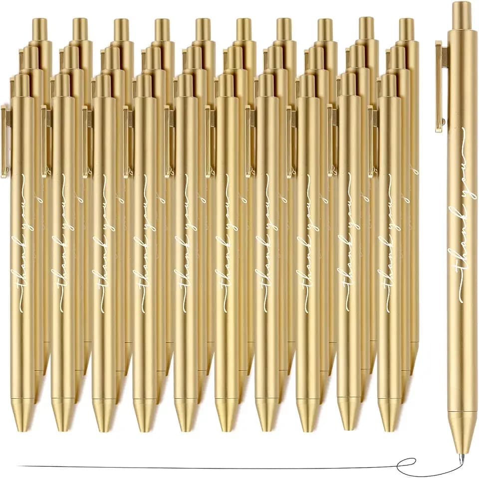 Dispowreath 30 Pcs Thank You Pen Bulk Cute Server Pens, Gold