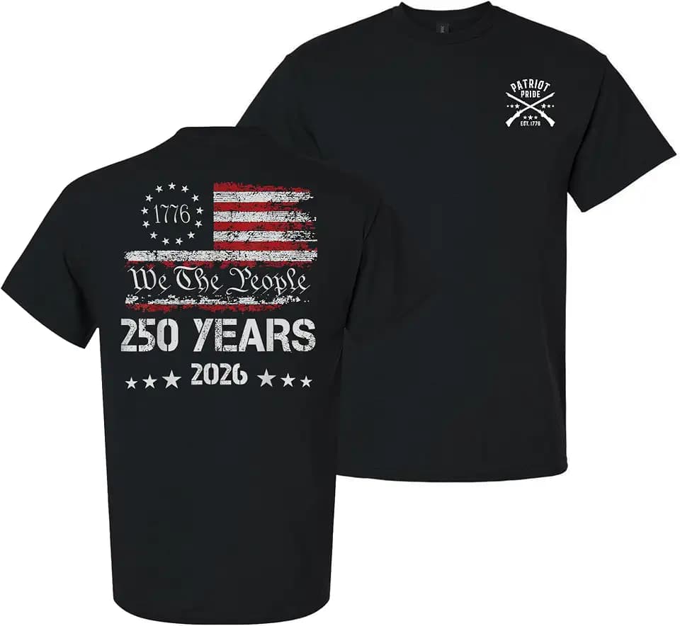Patriot Pride Men’s Graphic T-Shirt – 1776 We The People 250 Years American Flag Semiquincentennial 2026 Design