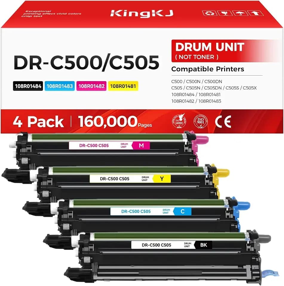 KingKJ C500 C505 Drum Unit 4-Pack High Capacity Replacement for Xerox 108R01484 108R01481 108R01482 108R01483 Image-Drum Compatible for Xerox VersaLink C500