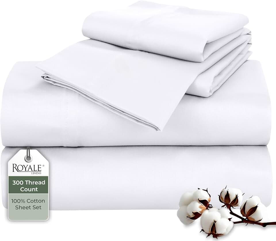 Royale Linens 300 Thread Count 100% Long Staple Combed Cotton Sheet Set