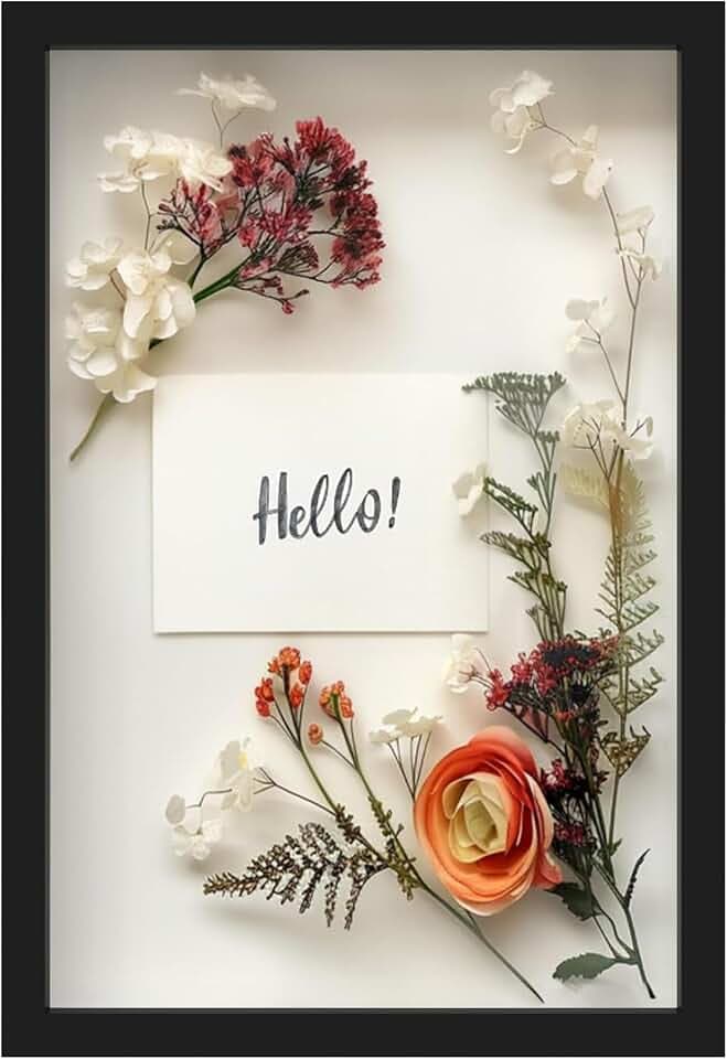 FrameWorks 12" x 18" Black Wooden Shadow Box Frame – Soft Felt Back, Tempered Glass, and Included Elegant White Ball Push Pins
